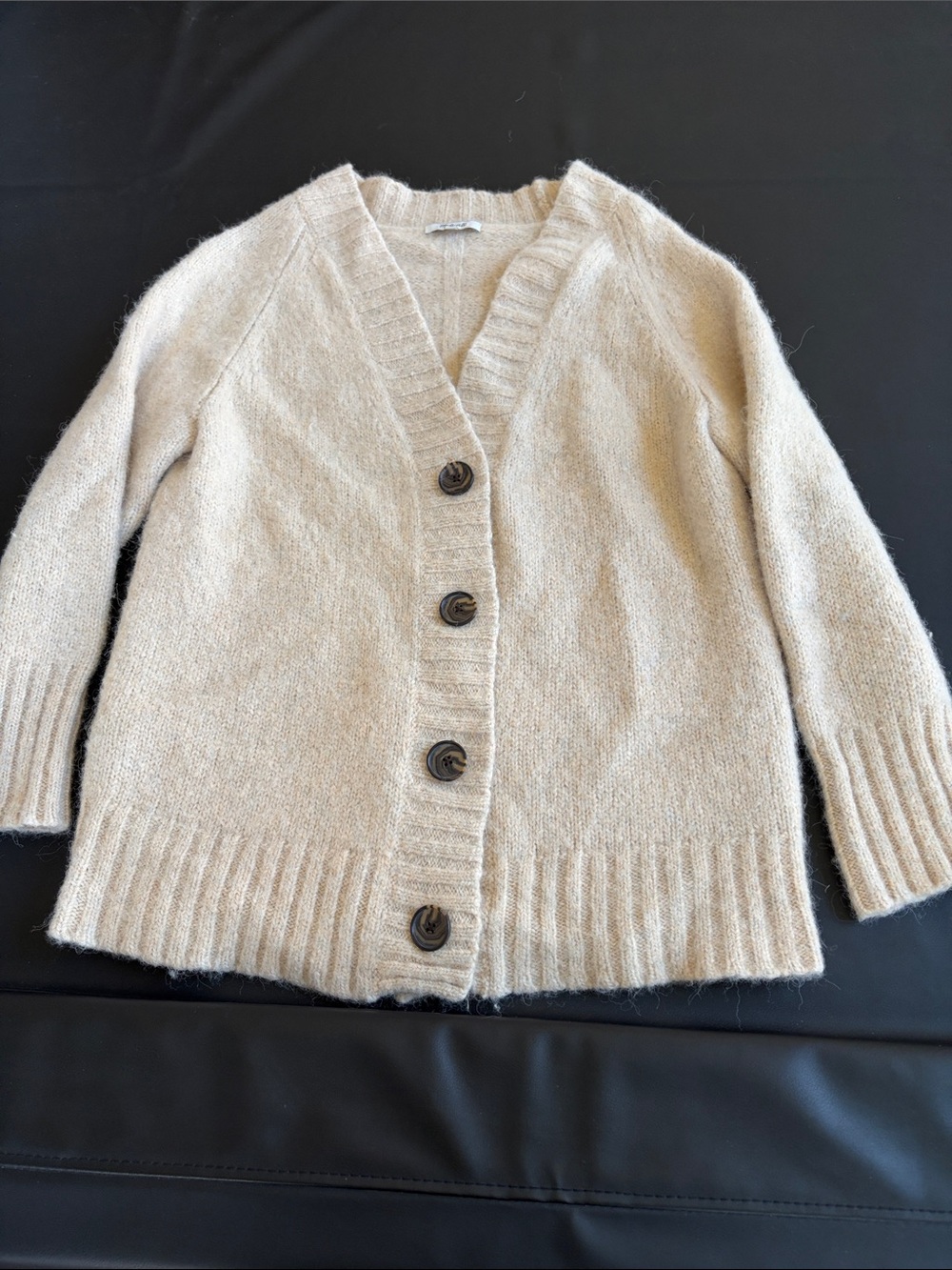 Madewell Fluffy Alpaca Wool Baker Chunky Knit Cardigan Cream Size M